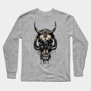 Tribal Tattoo Bulls Skull Long Sleeve T-Shirt